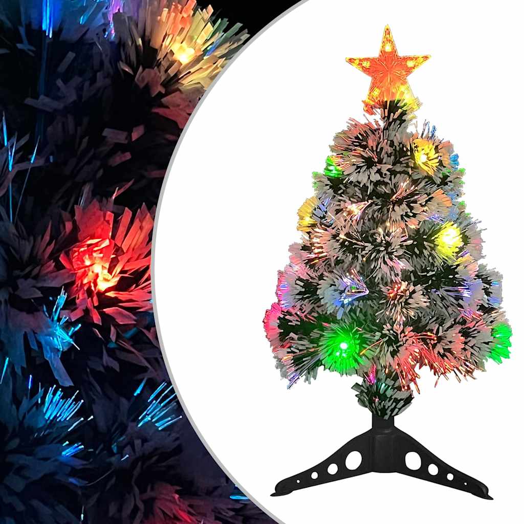 vidaXL Artificial Pre-lit Christmas Tree White&Blue 64 cm Fibre Optic - 35 x 35 x 64 cm