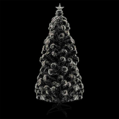 vidaXL Pre-lit Christmas Tree Green and White 150 cm Fibre Optic - 150 x 70 cm