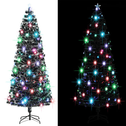 vidaXL Pre-lit Christmas Tree Green and White 240 cm Fibre Optic - 240 x 102 cm