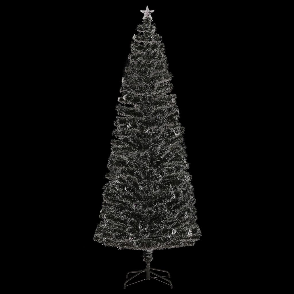 vidaXL Pre-lit Christmas Tree Green and White 240 cm Fibre Optic - 240 x 102 cm