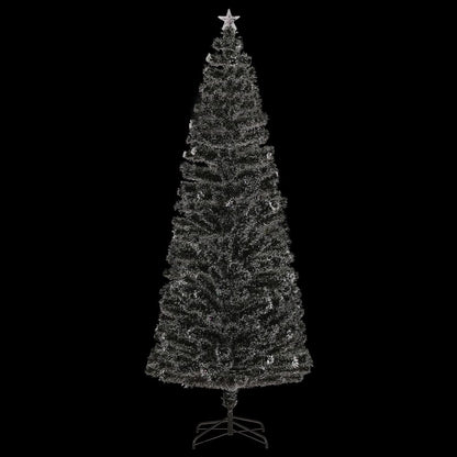 vidaXL Pre-lit Christmas Tree Green and White 240 cm Fibre Optic - 240 x 102 cm