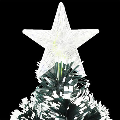 vidaXL Pre-lit Christmas Tree Green and White 240 cm Fibre Optic - 240 x 102 cm