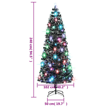 vidaXL Pre-lit Christmas Tree Green and White 240 cm Fibre Optic - 240 x 102 cm