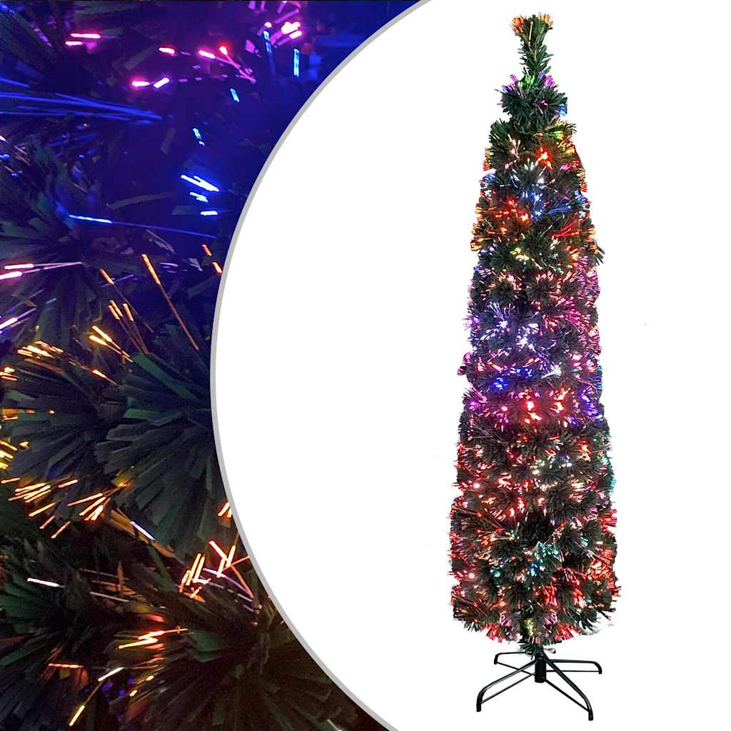 vidaXL Artificial Slim Christmas Tree with Stand 120 cm Fibre Optic - Black - 35 x 120 x 35 cm