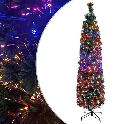 vidaXL Artificial Slim Christmas Tree with Stand 120 cm Fibre Optic - Black - 35 x 120 x 35 cm