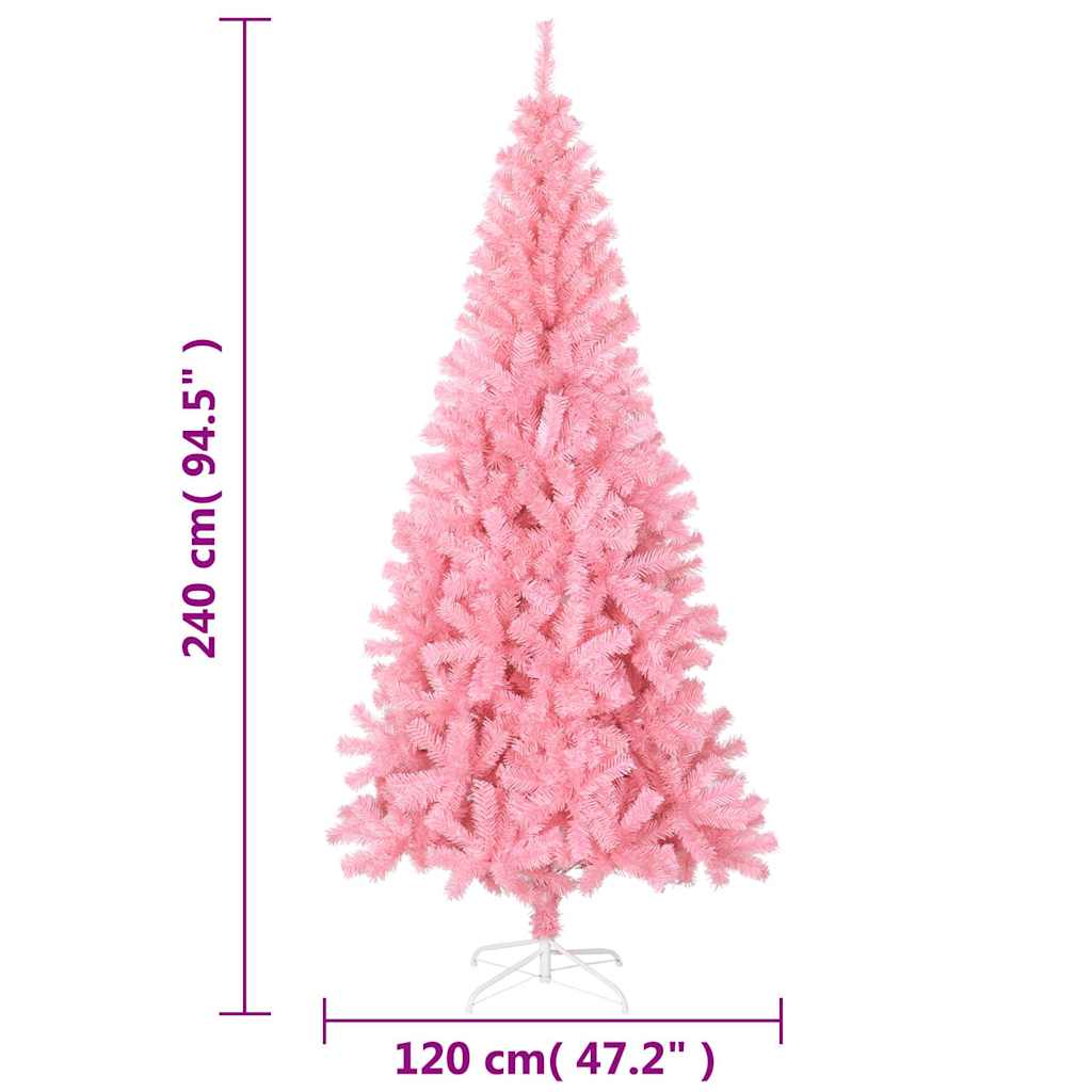 vidaXL Artificial Christmas Tree with Stand Pink 240 cm PVC - 120 x 120 x 240 cm