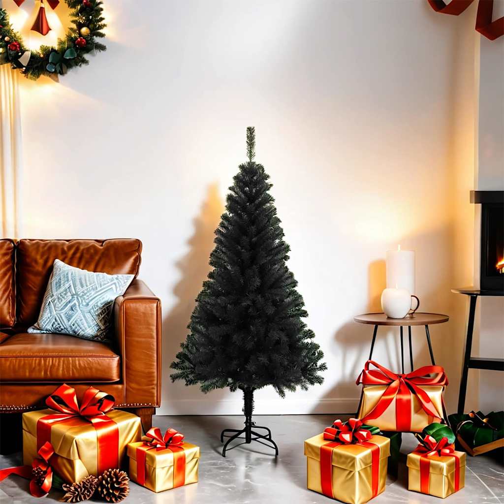 vidaXL Artificial Christmas Tree with Stand Black 120 cm PVC - 120 x 65 cm