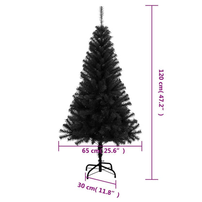 vidaXL Artificial Christmas Tree with Stand Black 120 cm PVC - 120 x 65 cm