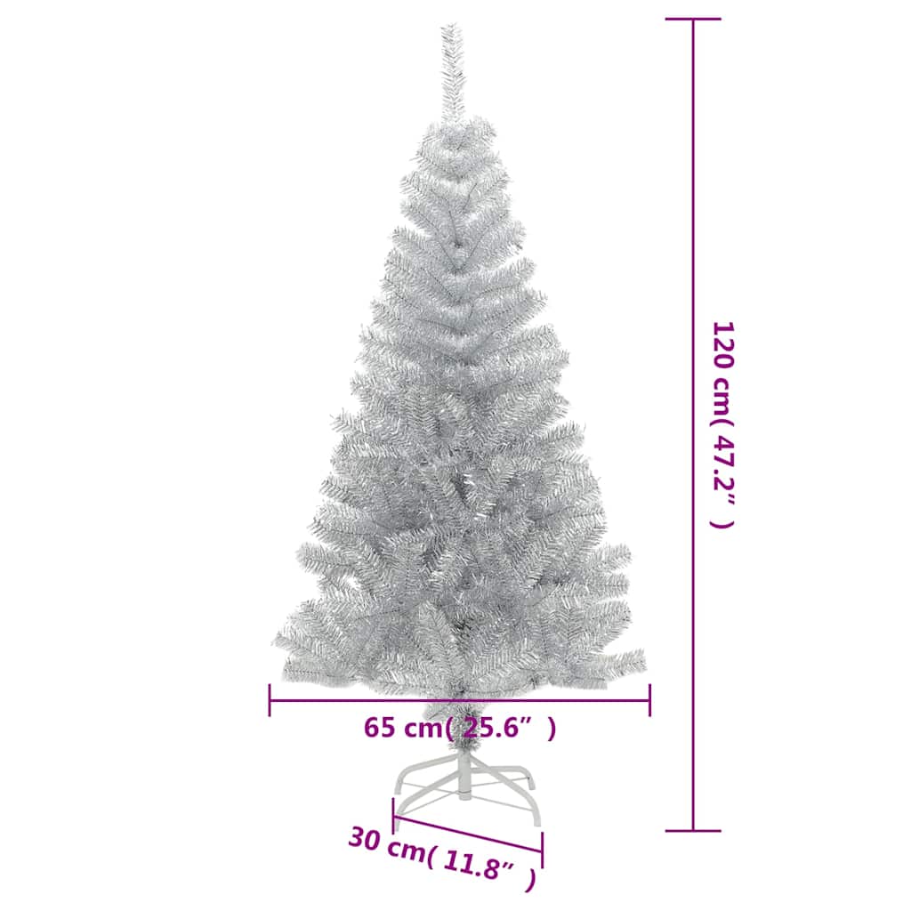 vidaXL Artificial Christmas Tree with Stand Silver 120 cm PET - 65 x 65 x 120 cm