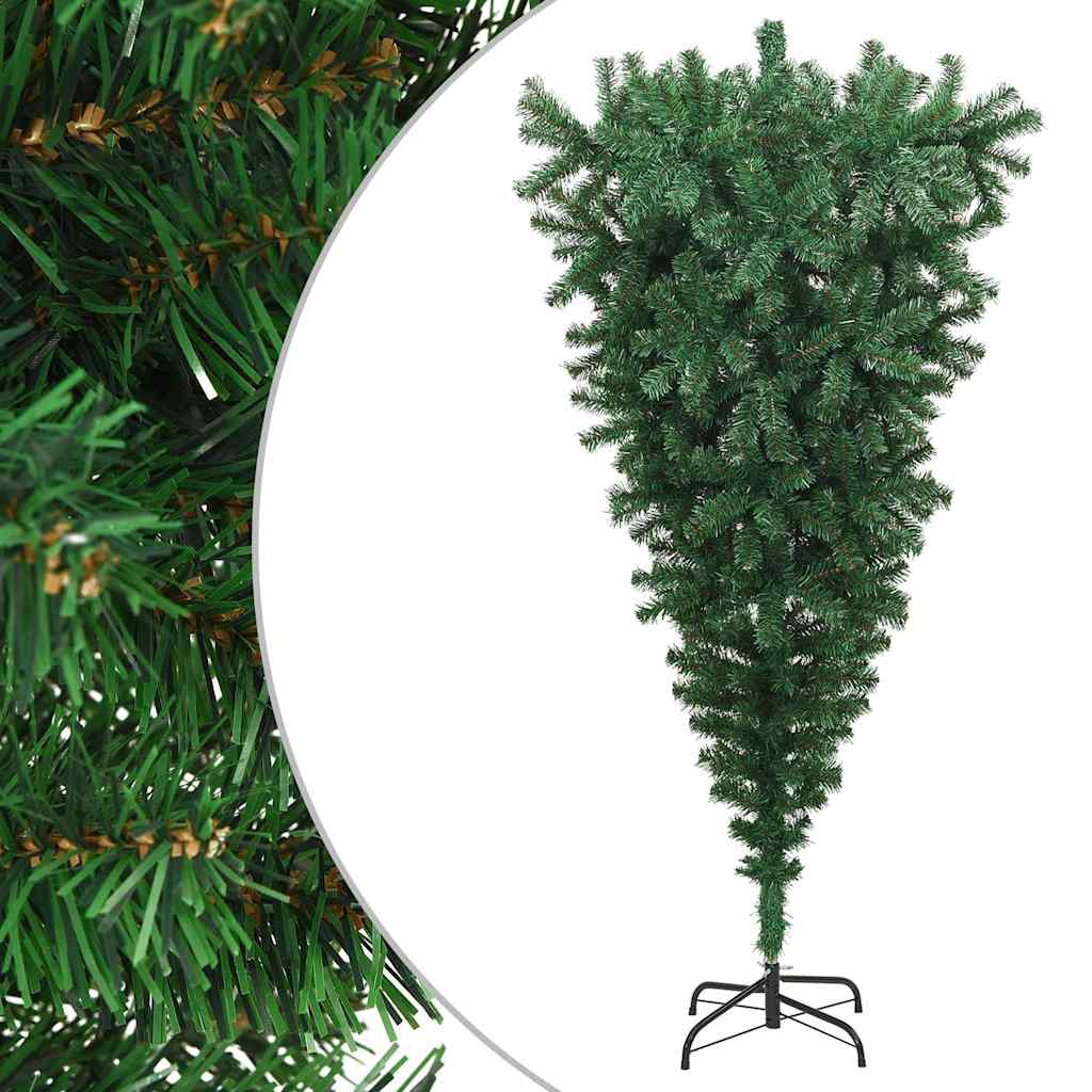 vidaXL Upside-down Artificial Christmas Tree with Stand Green 210 cm - 210 x 110 cm