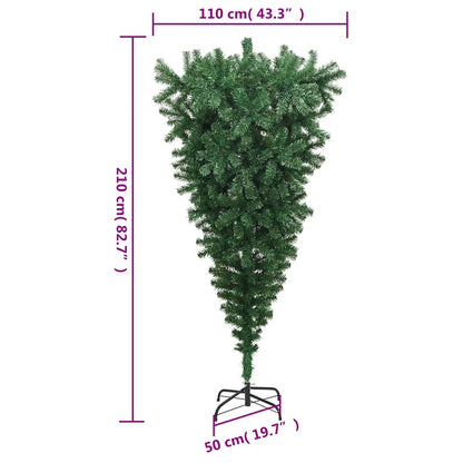 vidaXL Upside-down Artificial Christmas Tree with Stand Green 210 cm - 210 x 110 cm