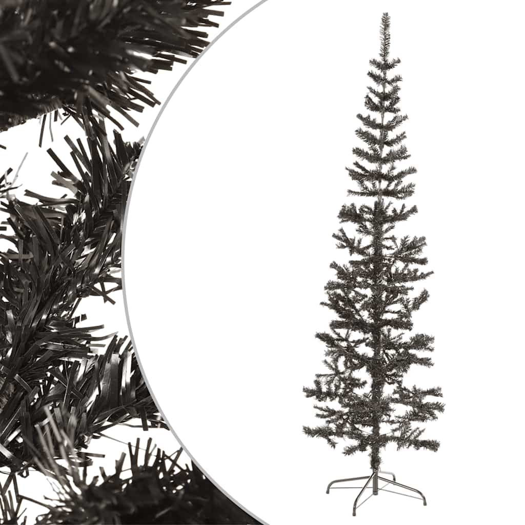 vidaXL Slim Christmas Tree Black 240 cm - 240 x 61 cm