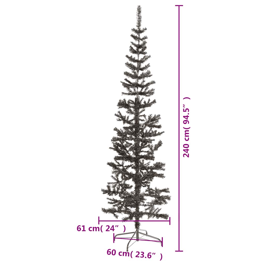 vidaXL Slim Christmas Tree Black 240 cm - 240 x 61 cm