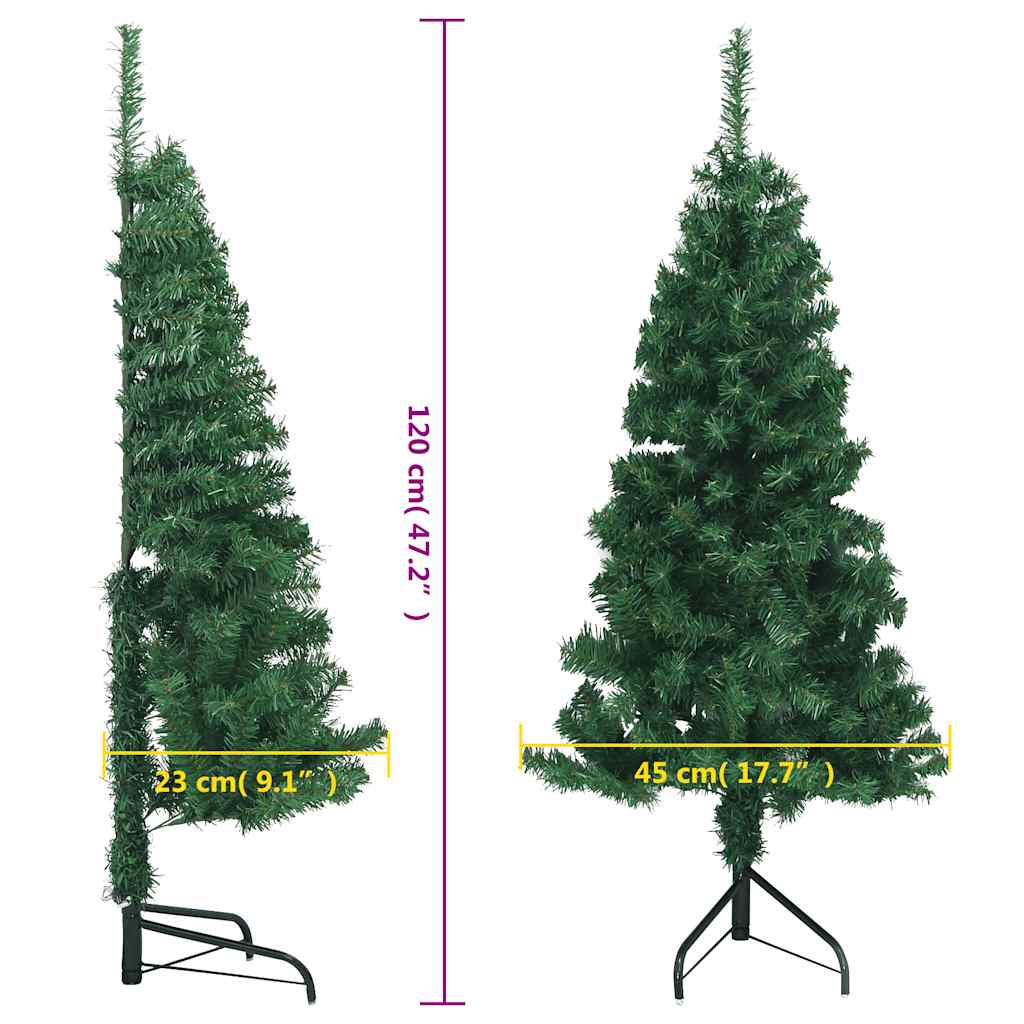 vidaXL Corner Artificial Christmas Tree Green 120 cm PVC - 120 x 45 cm