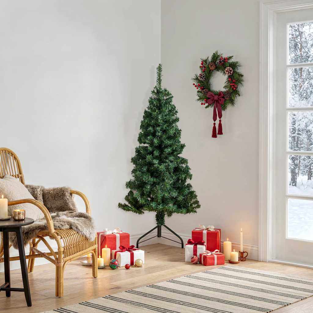 vidaXL Corner Artificial Christmas Tree Green 120 cm PVC - 120 x 45 cm