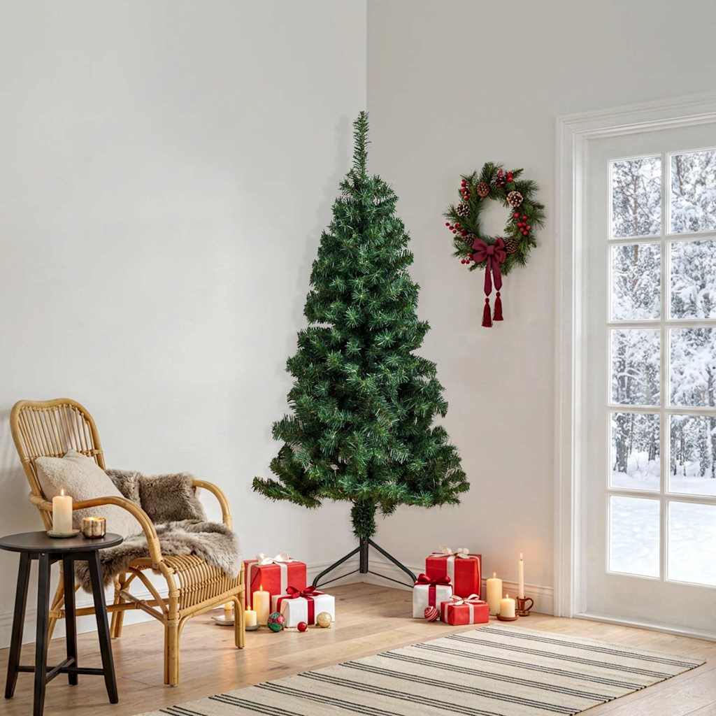 vidaXL Artificial Christmas trees PVC and steel Green - Gre - 65 x 65 x 180 cm
