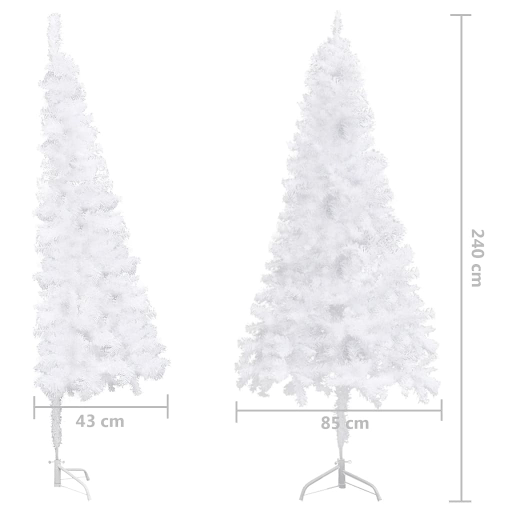 vidaXL Corner Artificial Christmas Tree White 240 cm PVC - 240 x 85 cm