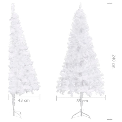vidaXL Corner Artificial Christmas Tree White 240 cm PVC - 240 x 85 cm