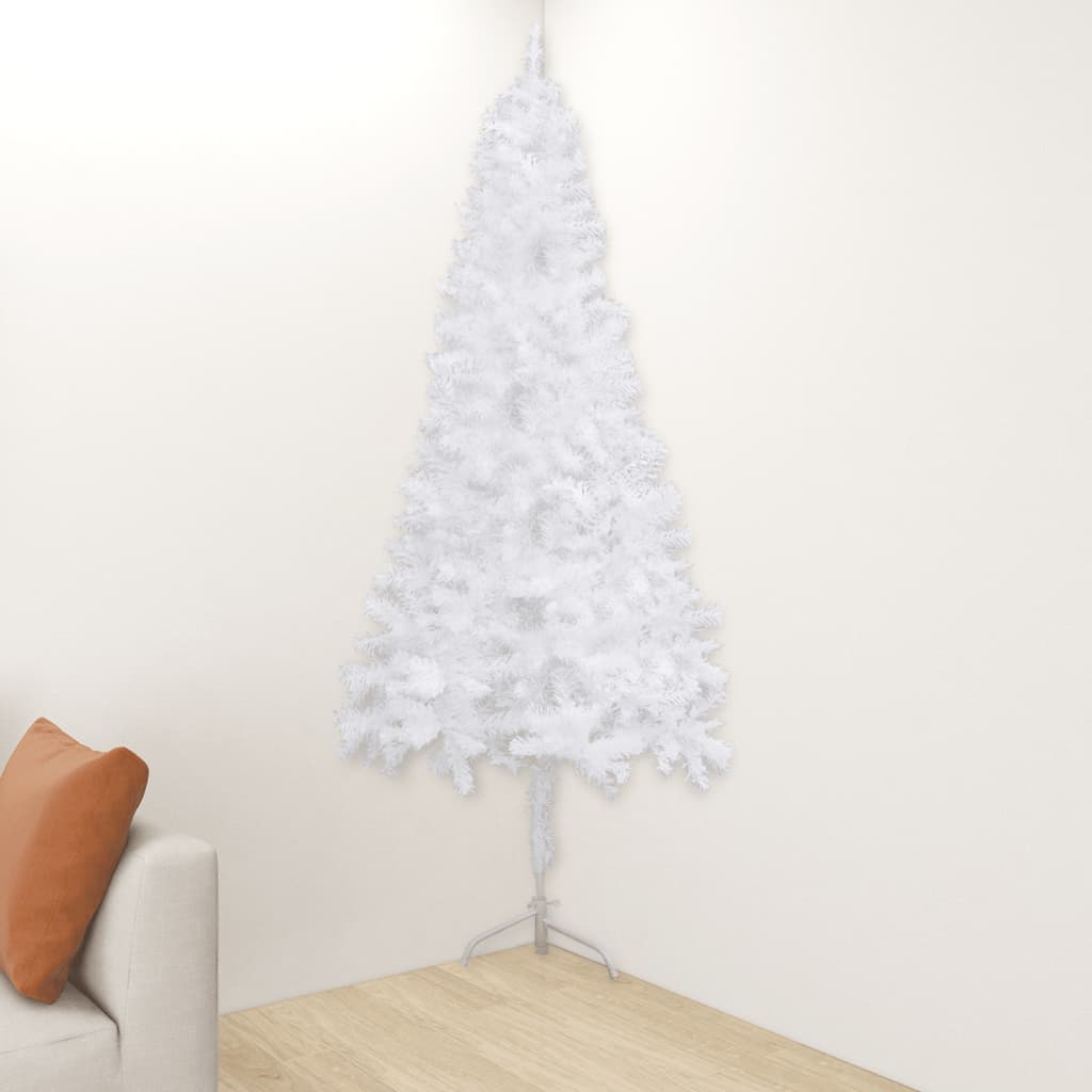 vidaXL Corner Artificial Christmas Tree White 240 cm PVC - 240 x 85 cm