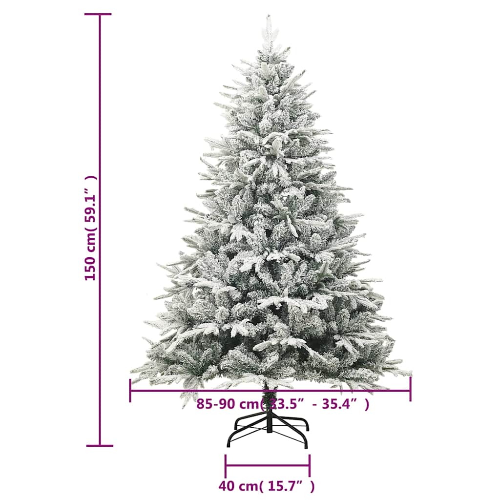328493 vidaXL Artificial Christmas Tree with Flocked Snow Green 150 cm PVC&PE - Gre - 90 x 90 x 150 cm