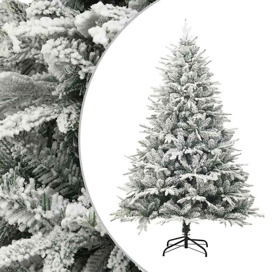 vidaXL Artificial Christmas Tree with Flocked Snow Green 180 cm PVC&PE - 180 x 110 cm