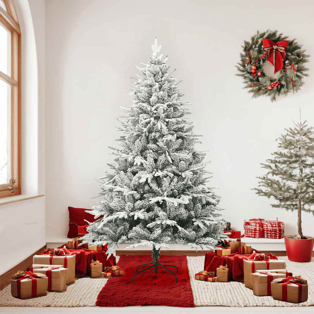vidaXL Artificial Christmas Tree with Flocked Snow Green 180 cm PVC&PE - 180 x 110 cm