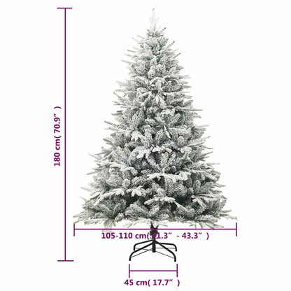 vidaXL Artificial Christmas Tree with Flocked Snow Green 180 cm PVC&PE - 180 x 110 cm