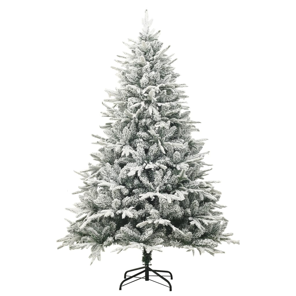 vidaXL Artificial Christmas Tree with Flocked Snow Green 210 cm PVC&PE - 210 x 130 cm