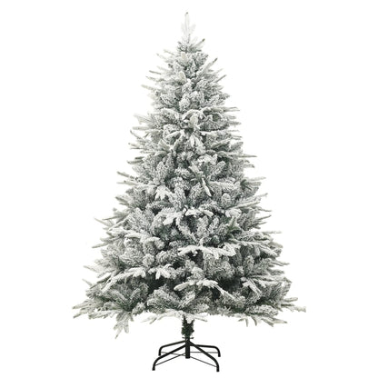 vidaXL Artificial Christmas Tree with Flocked Snow Green 210 cm PVC&PE - 210 x 130 cm