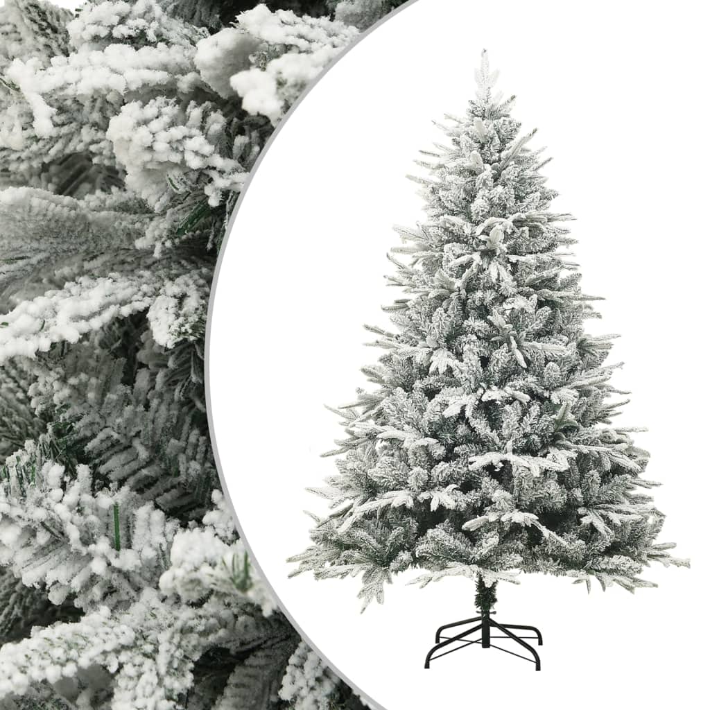 vidaXL Artificial Christmas Tree with Flocked Snow Green 240 cm PVC&PE - 240 x 150 cm