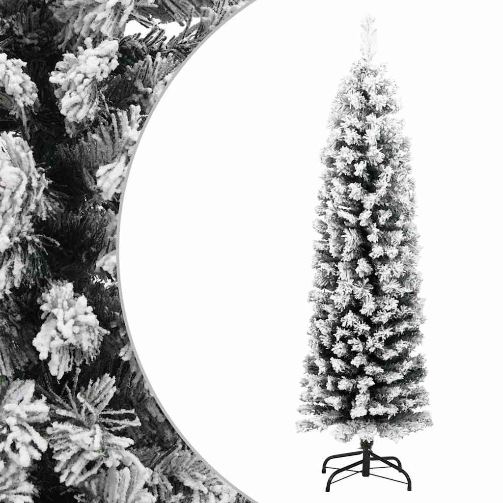 vidaXL Slim Artificial Christmas Tree with Flocked Snow Green 120 cm - Gre - 38 x 120 x 38 cm