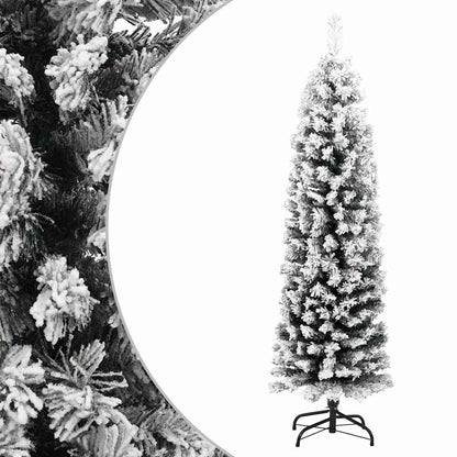vidaXL Slim Artificial Christmas Tree with Flocked Snow Green 120 cm - Gre - 38 x 120 x 38 cm