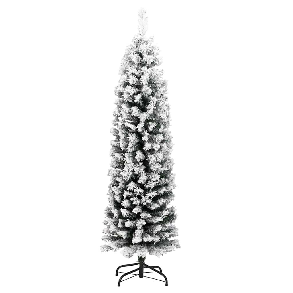 vidaXL Slim Artificial Christmas Tree with Flocked Snow Green 120 cm - Gre - 38 x 120 x 38 cm