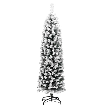 vidaXL Slim Artificial Christmas Tree with Flocked Snow Green 120 cm - Gre - 38 x 120 x 38 cm