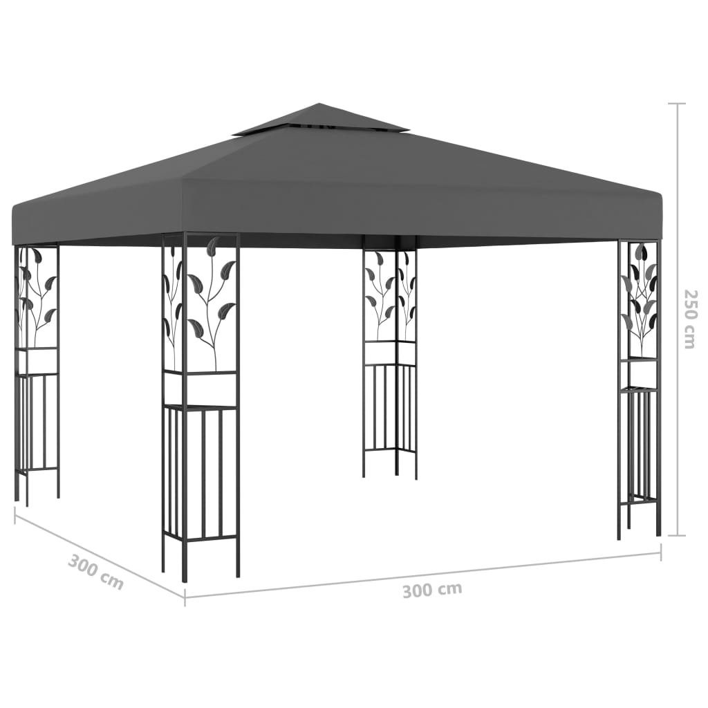 vidaXL Gazebo | Anthracite | Powder-coated steel, Polyester with PA coating