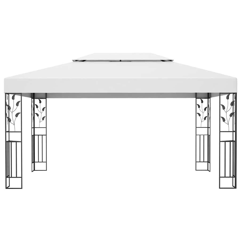 vidaXL Gazebo with Double Roof&LED String Lights 3x4 m White
