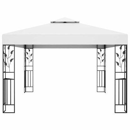 vidaXL Gazebo with Double Roof&LED String Lights 3x4 m White