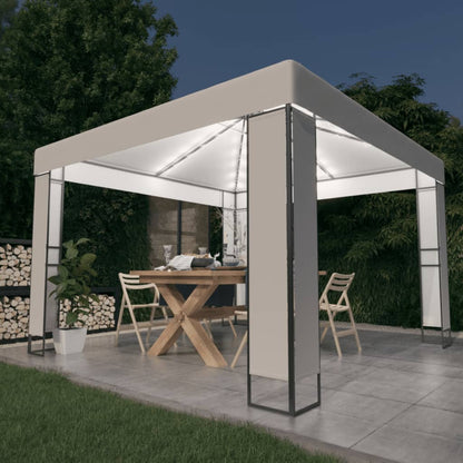 vidaXL Gazebo with Double Roof&LED String Lights 3x3 m White