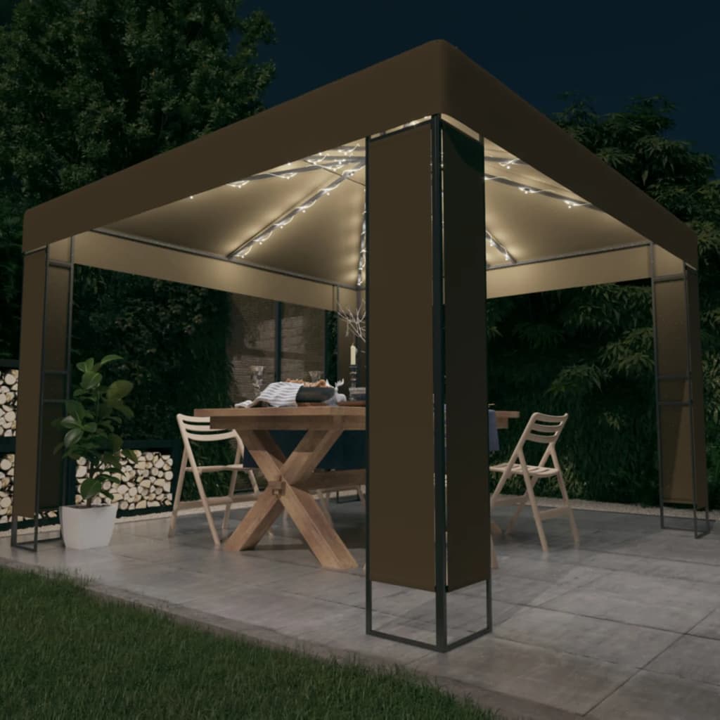 vidaXL Gazebo | Taupe | 100% polyester with PA coating | Large