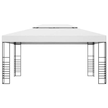 vidaXL Gazebo with LED String Lights 4x3x2.7 m White