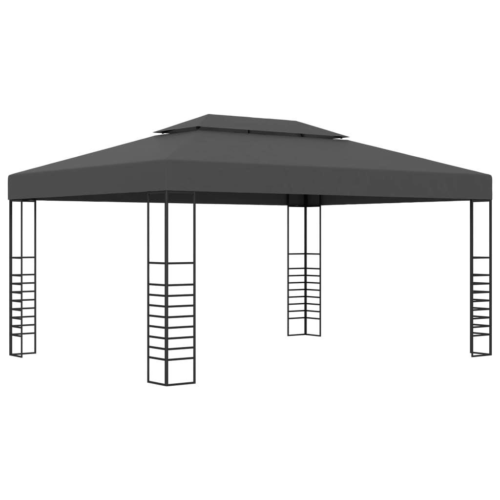 vidaXL Gazebo with LED String Lights 3x4 m Anthracite