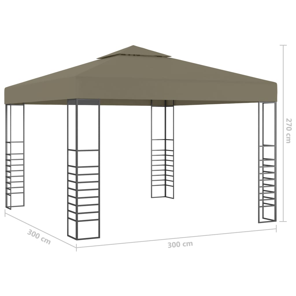 vidaXL Gazebo | Taupe | 100% Polyester fabric with PA coating | 3x3 m