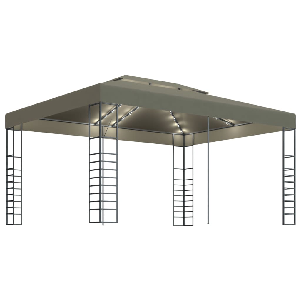 vidaXL Gazebo | Taupe | 100% Polyester, Steel | Large | Decorative Inlays