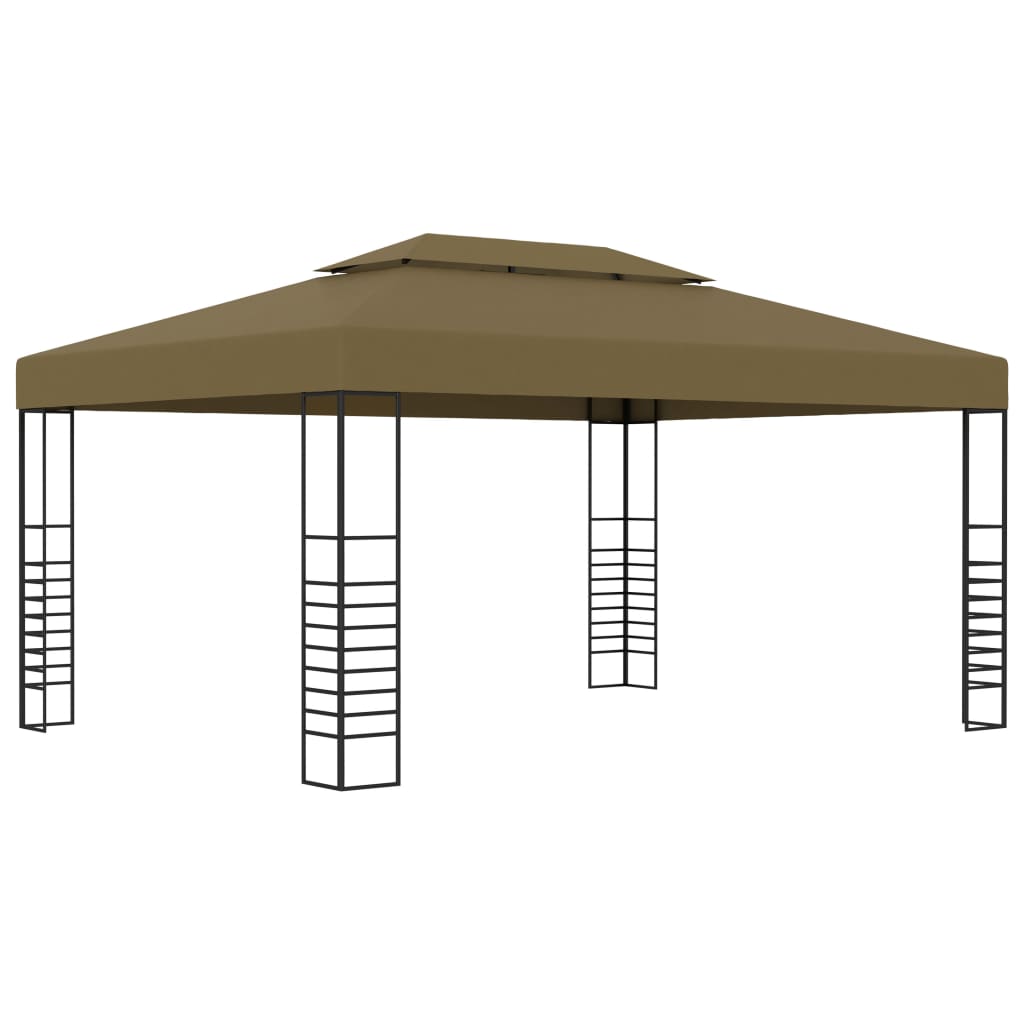 vidaXL Gazebo | Taupe | 100% Polyester, Steel | Large | Decorative Inlays