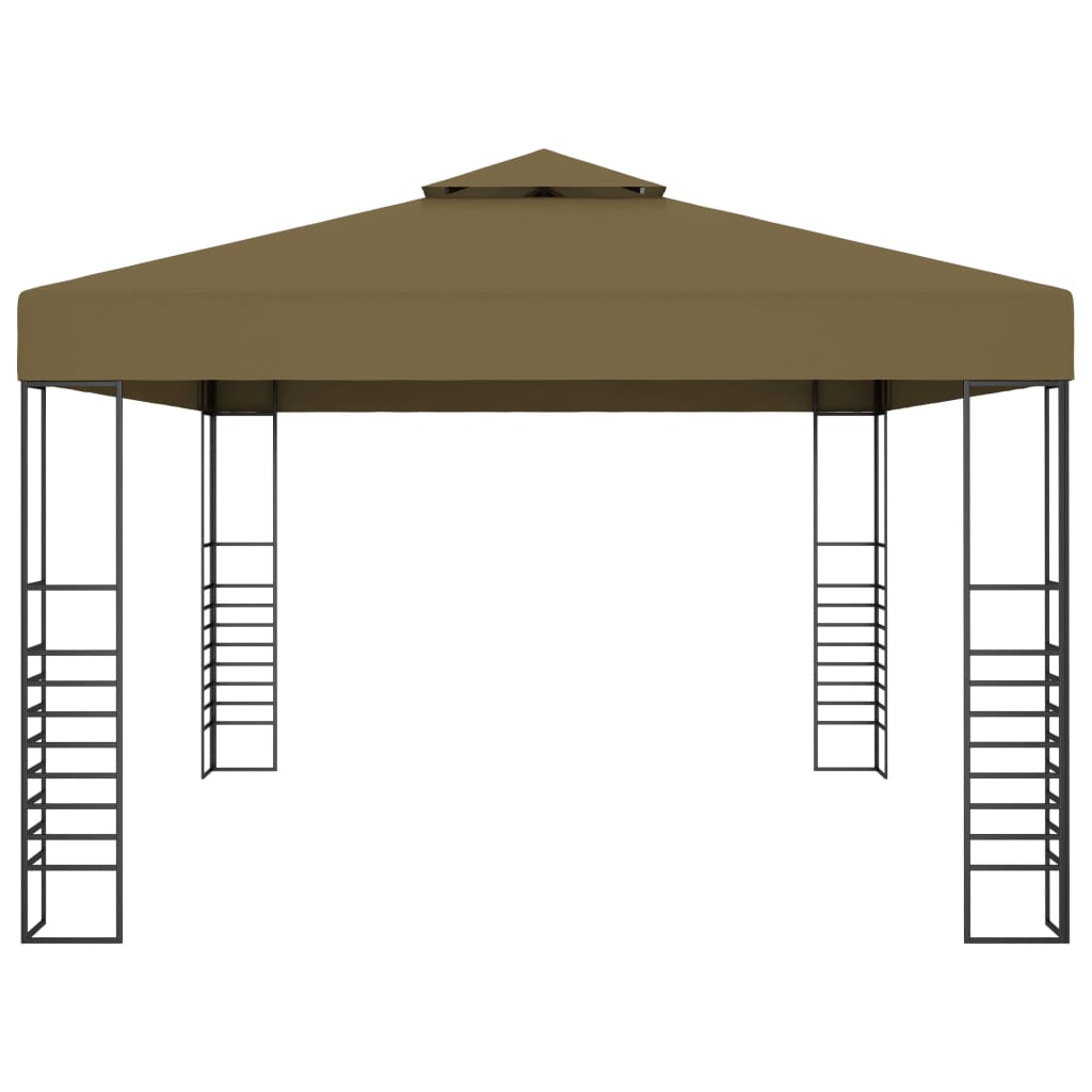 vidaXL Gazebo | Taupe | 100% Polyester, Steel | Large | Decorative Inlays