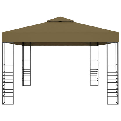vidaXL Gazebo | Taupe | 100% Polyester, Steel | Large | Decorative Inlays