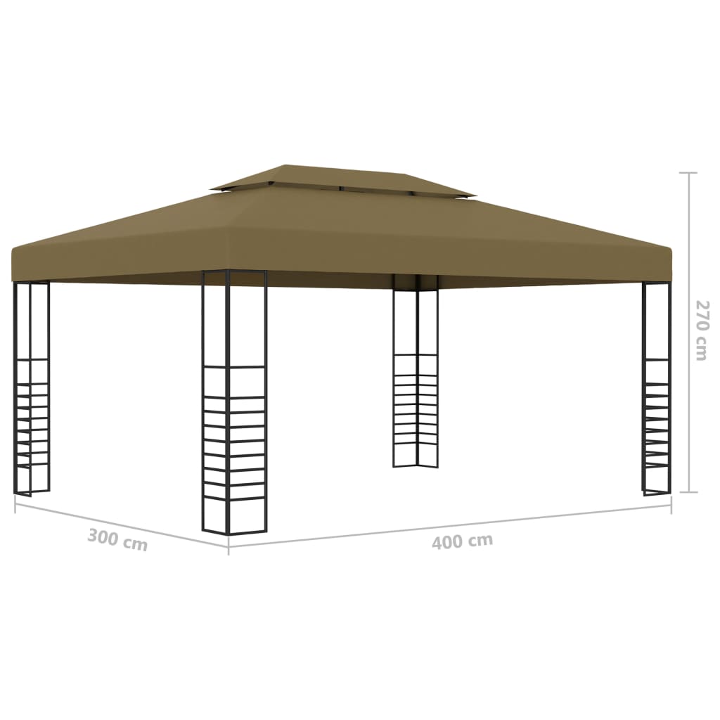 vidaXL Gazebo | Taupe | 100% Polyester, Steel | Large | Decorative Inlays