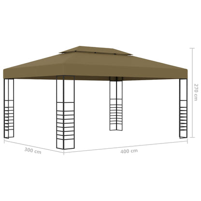 vidaXL Gazebo | Taupe | 100% Polyester, Steel | Large | Decorative Inlays