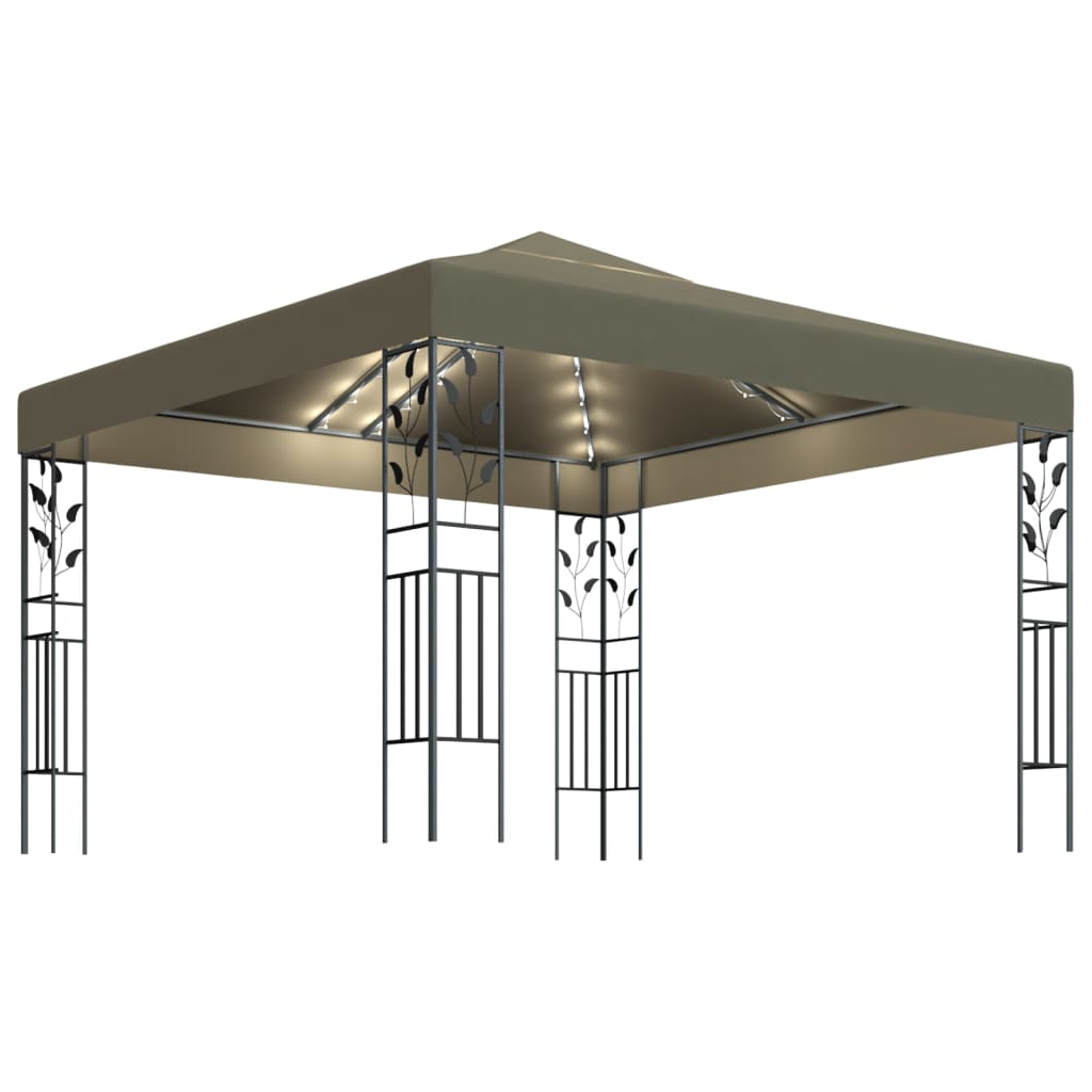 vidaXL Gazebo | Taupe | Fabric with PA coating | 3x3 m | Decorative Inlays
