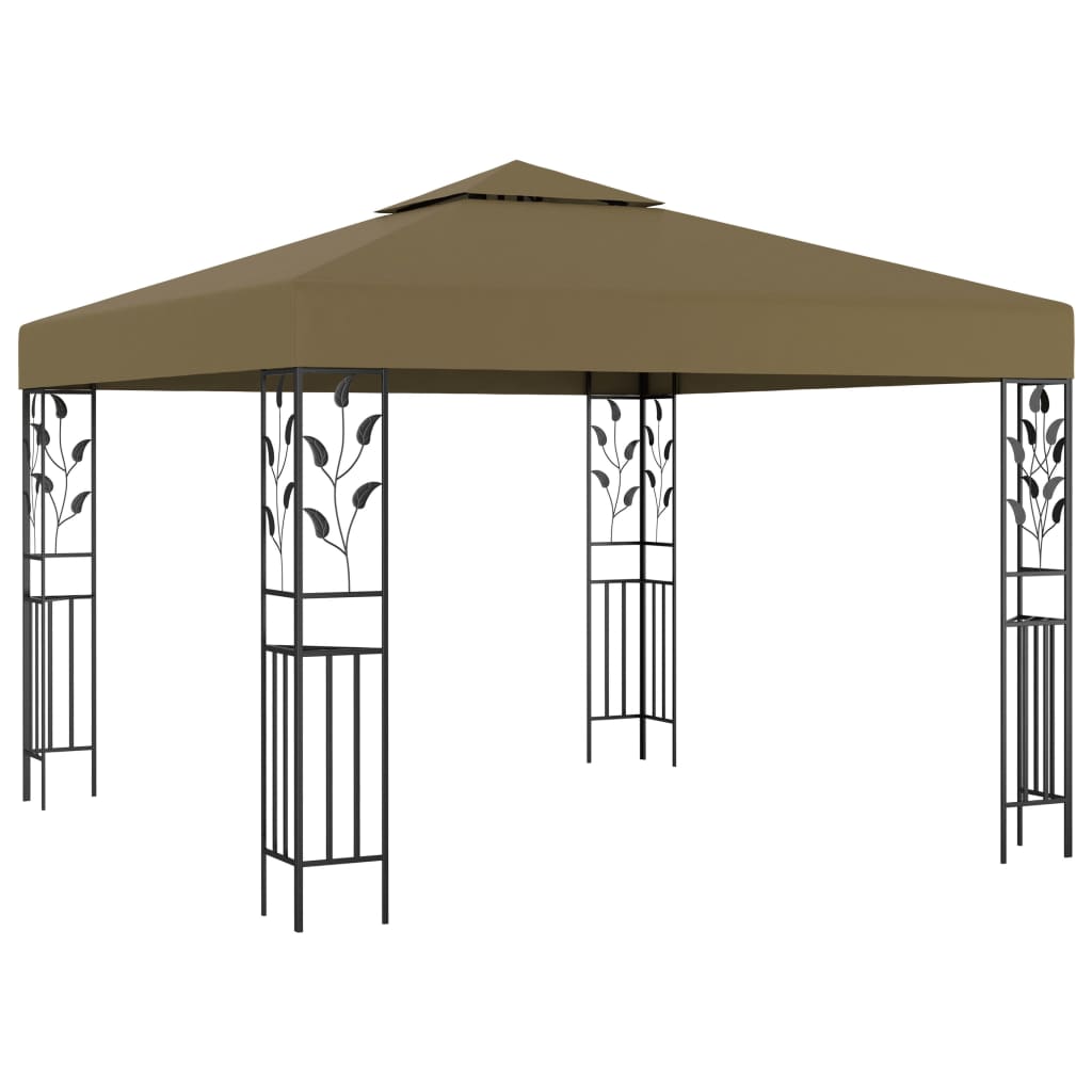 vidaXL Gazebo | Taupe | Fabric with PA coating | 3x3 m | Decorative Inlays